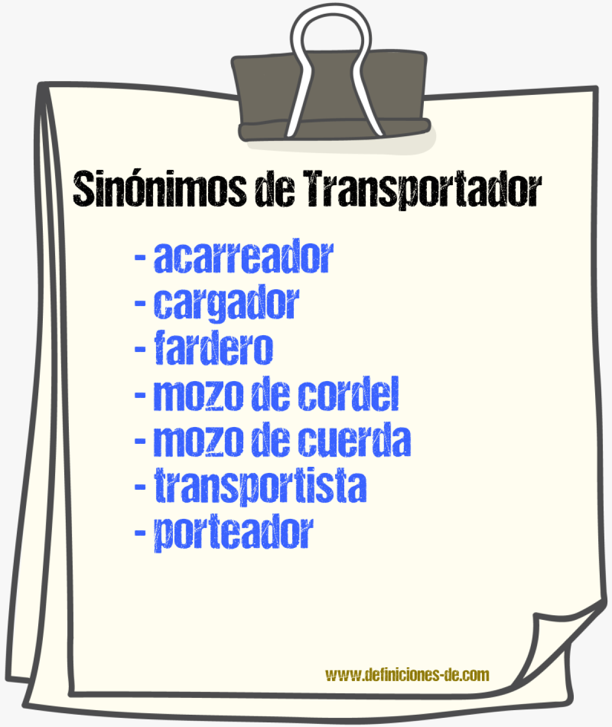 Sinnimos de transportador