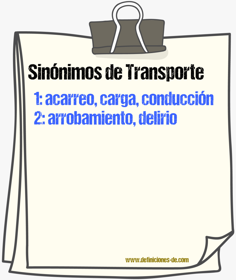 Sinnimos de transporte