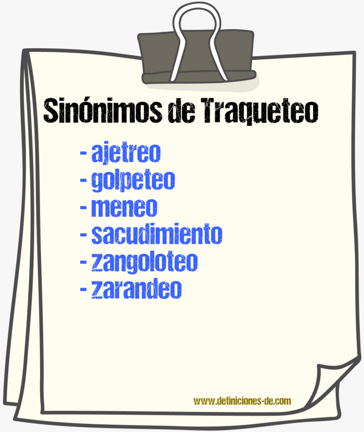 Sinnimos de traqueteo