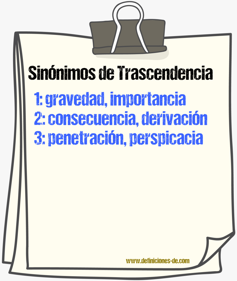 Sinnimos de trascendencia