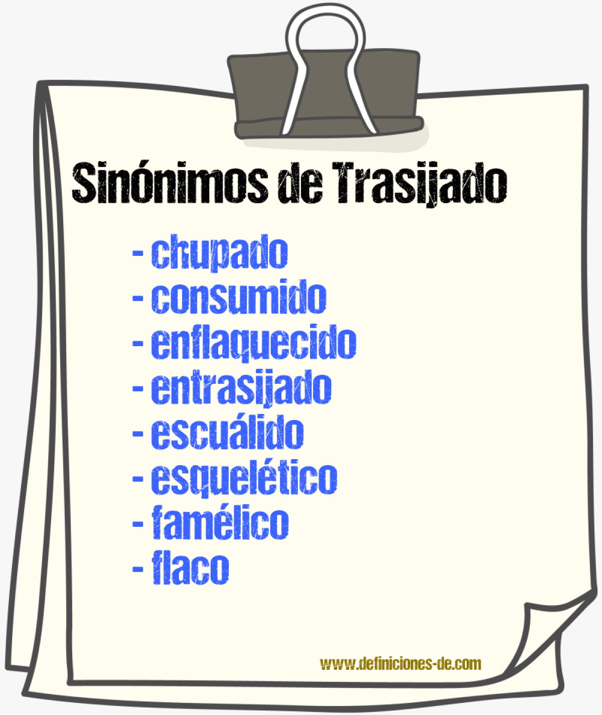 Sinnimos de trasijado