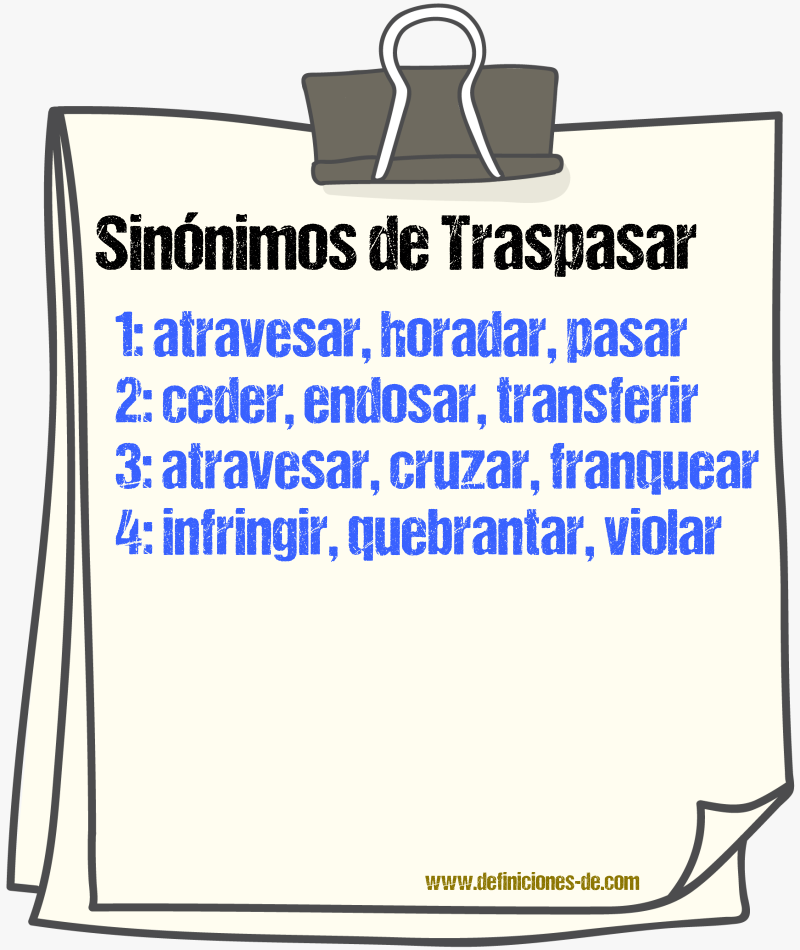 Sinnimos de traspasar