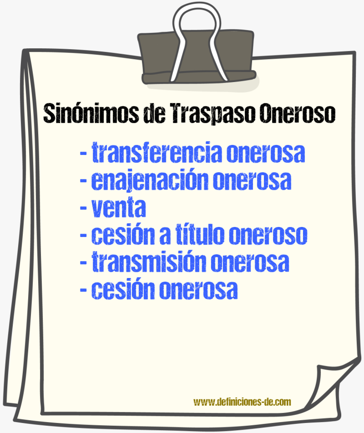 Sinónimos de traspaso oneroso
