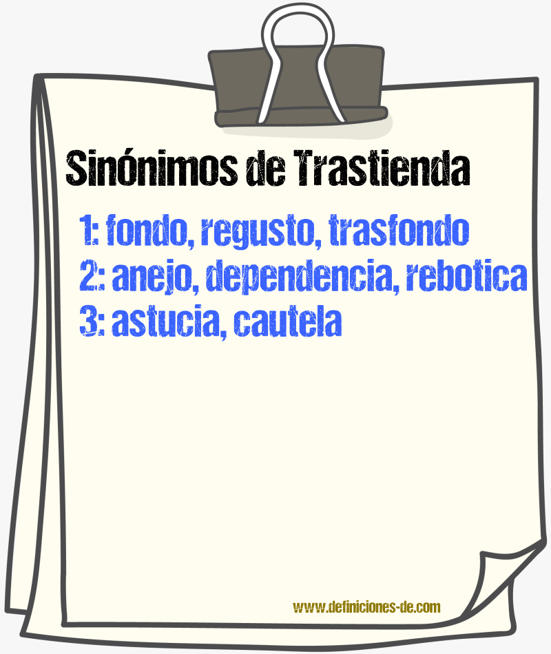 Sinnimos de trastienda