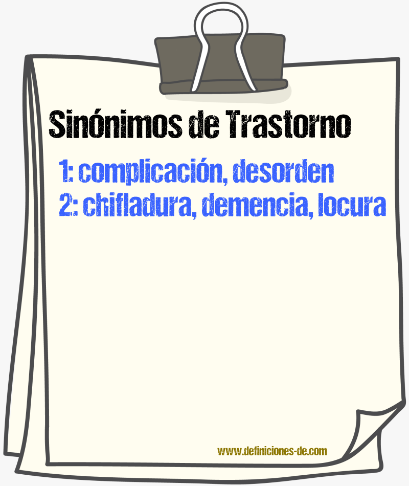 Sinnimos de trastorno