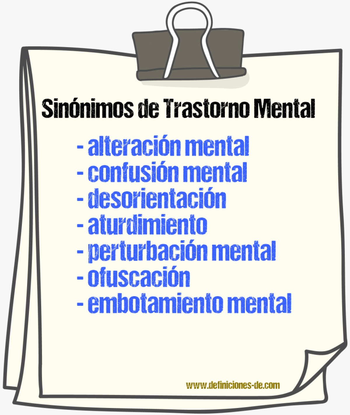 Sinónimos de trastorno mental