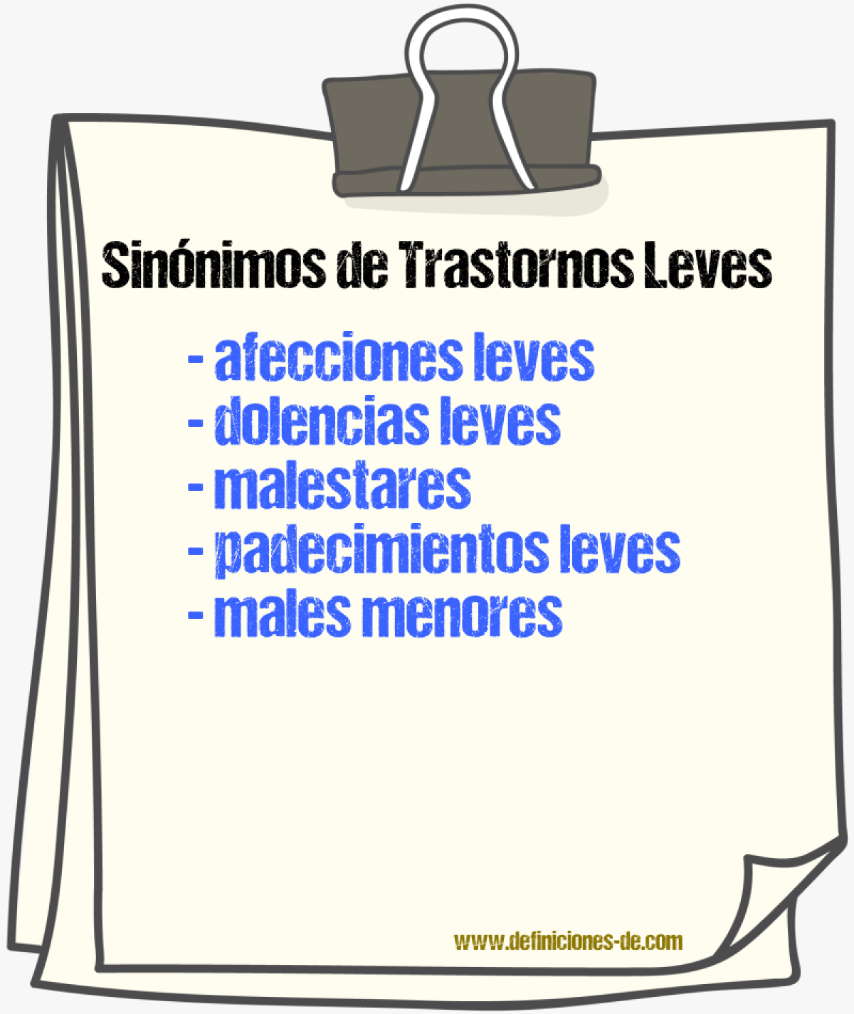 Sinónimos de trastornos leves