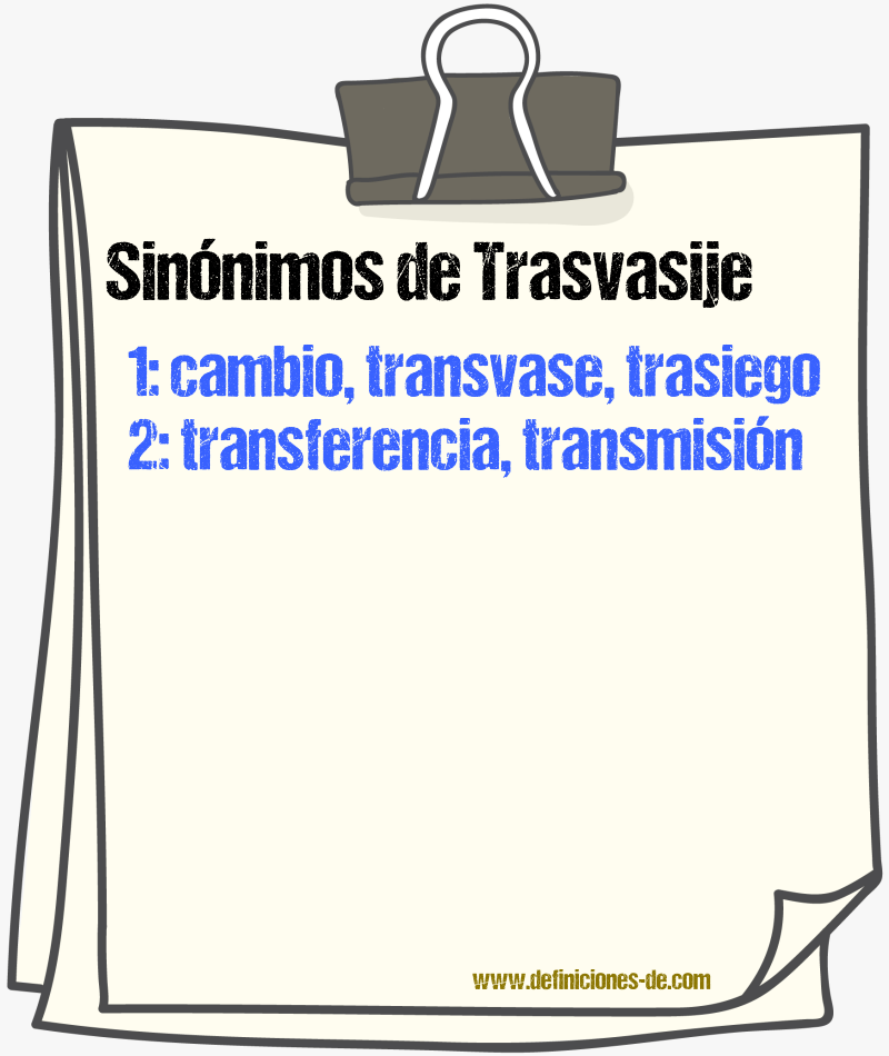 Sinnimos de trasvasije