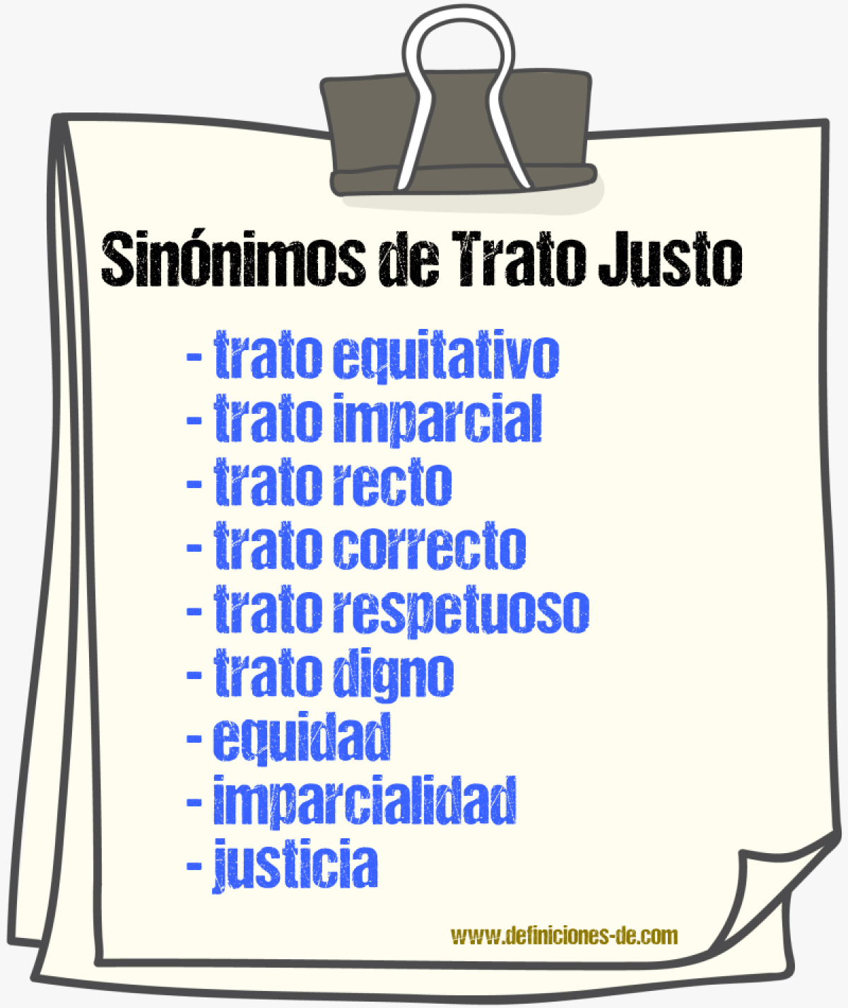 Sinónimos de trato justo