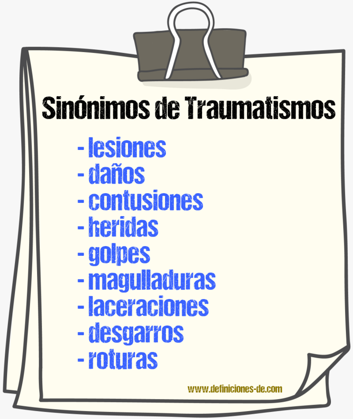 Sinónimos de traumatismos