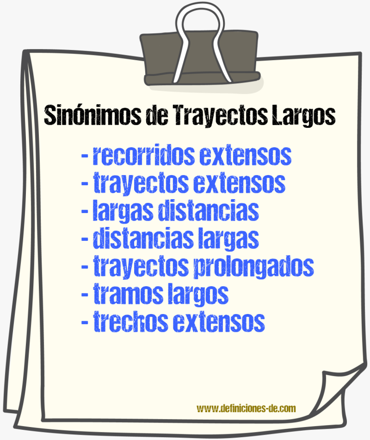 Sinónimos de trayectos largos