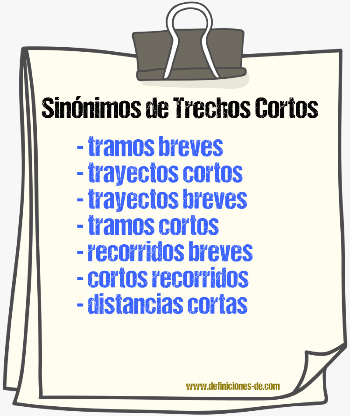 Sinónimos de trechos cortos