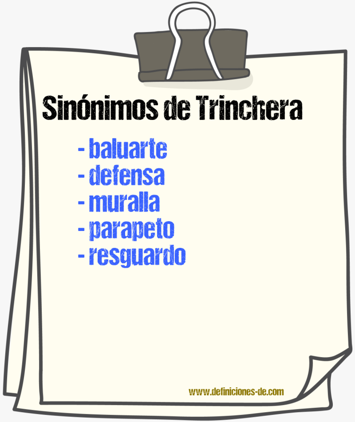 Sinnimos de trinchera