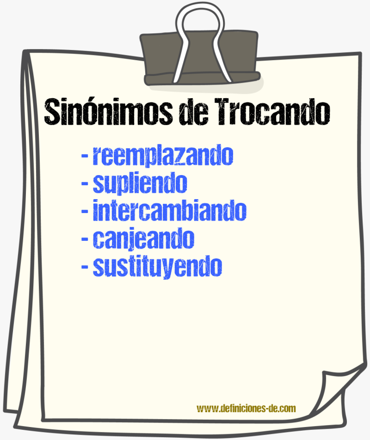 Sinónimos de trocando