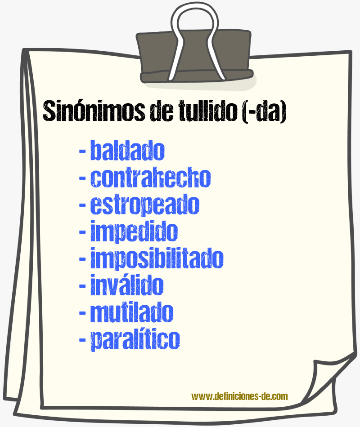 Sinnimos de tullido