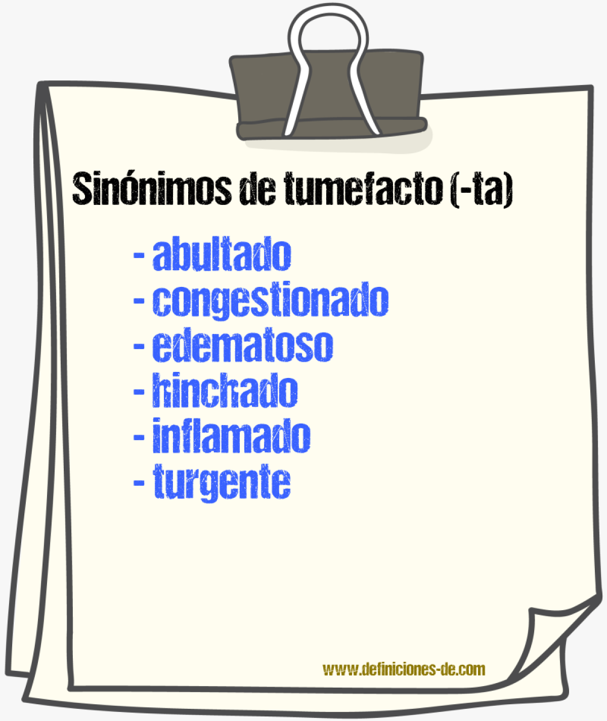 Sinnimos de tumefacto