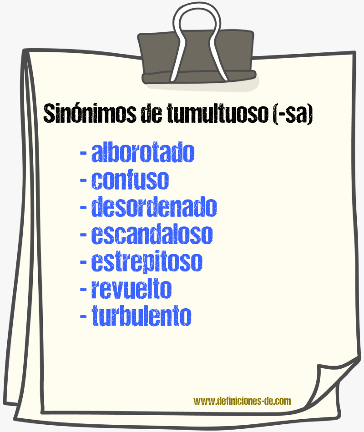 Sinnimos de tumultuoso