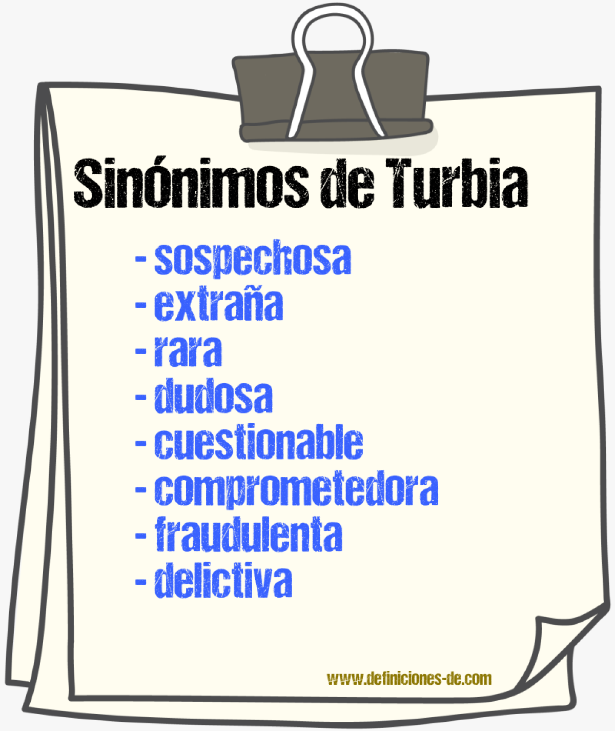 Sinónimos de turbia