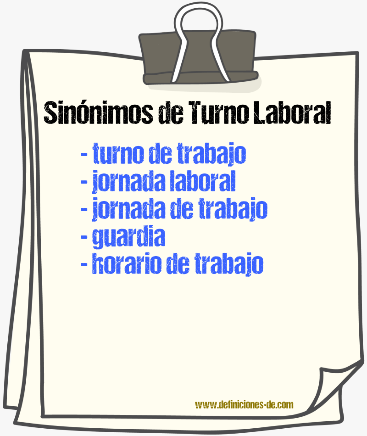Sinónimos de turno laboral