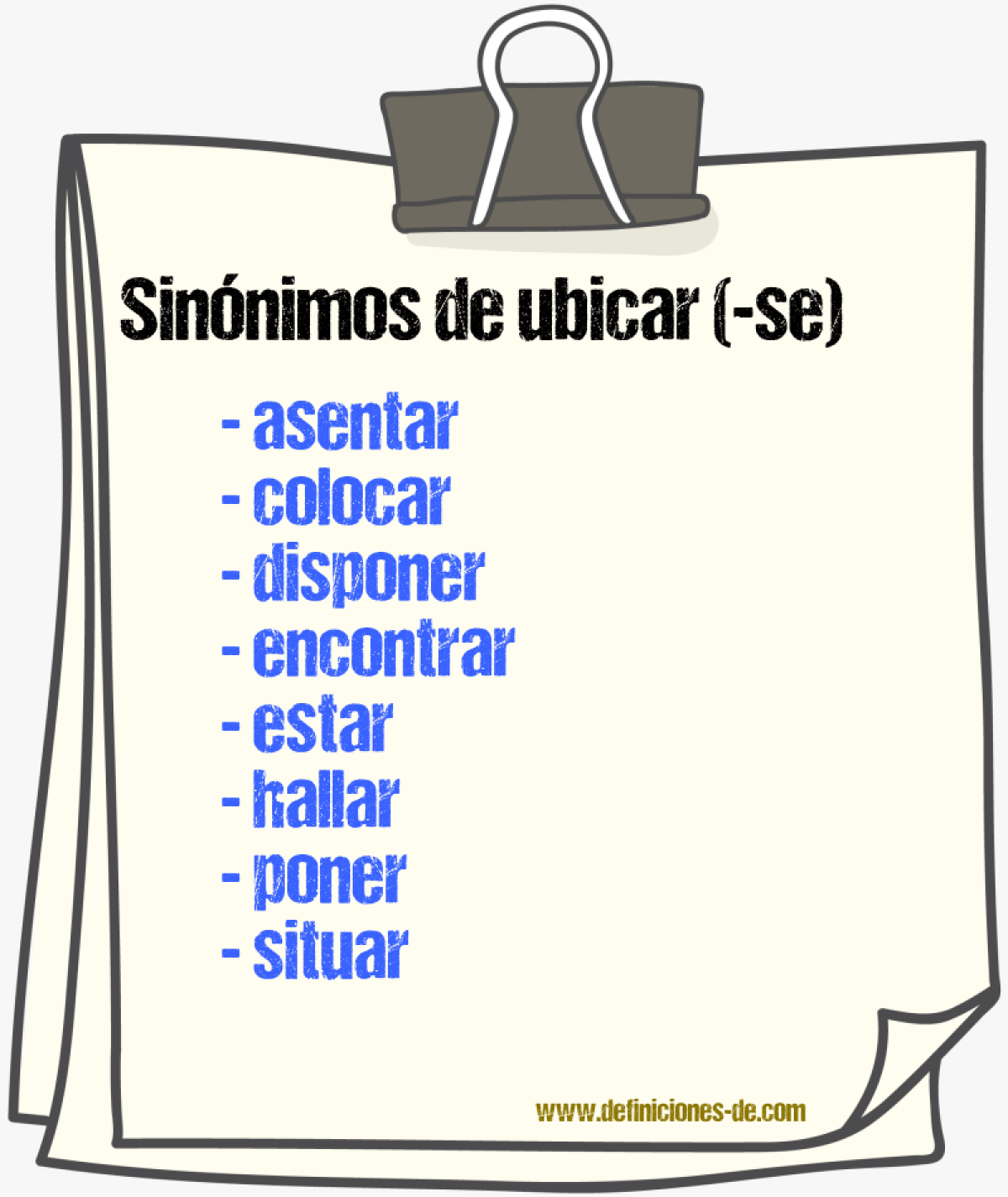 Sinnimos de ubicar