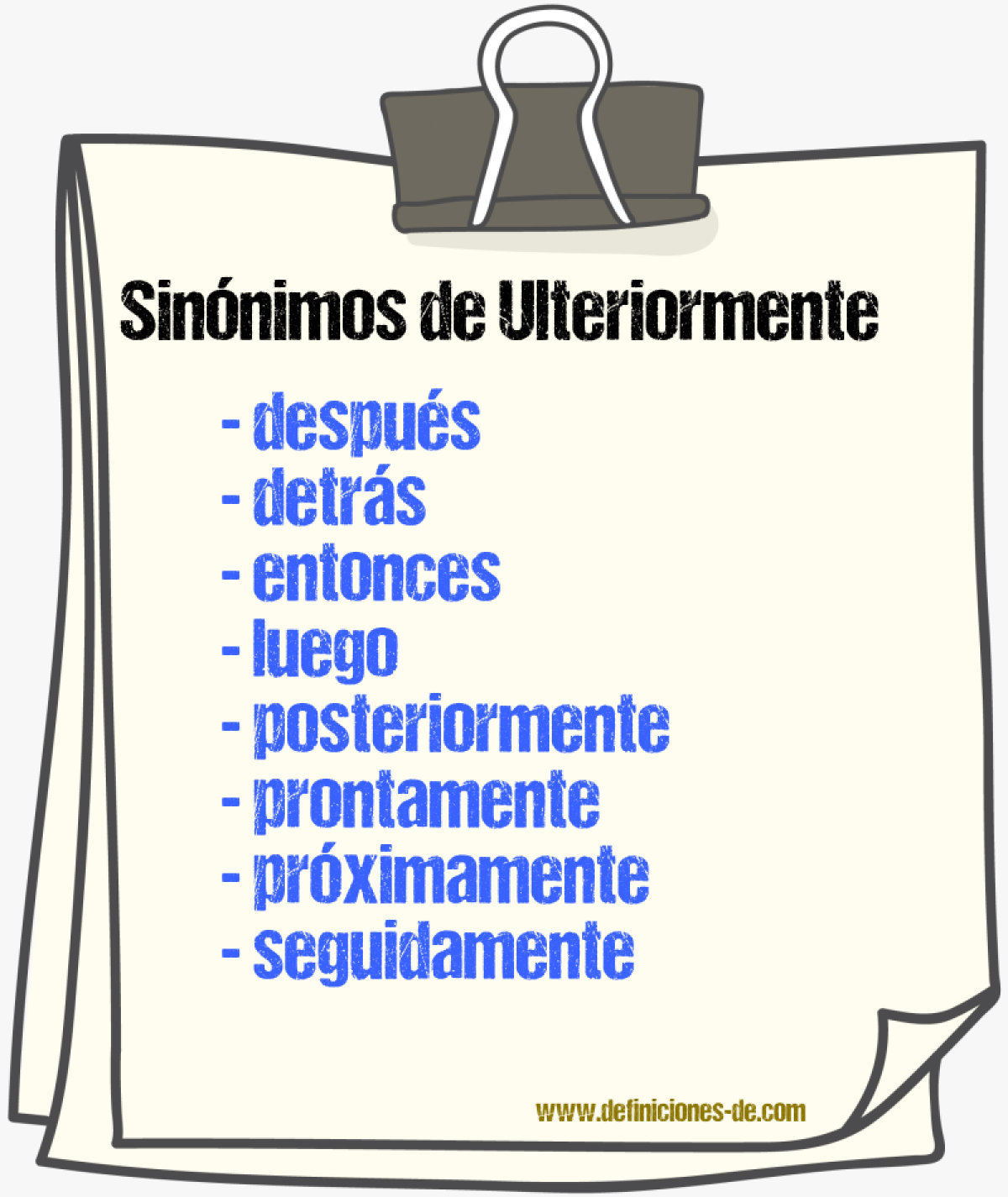 Sinnimos de ulteriormente