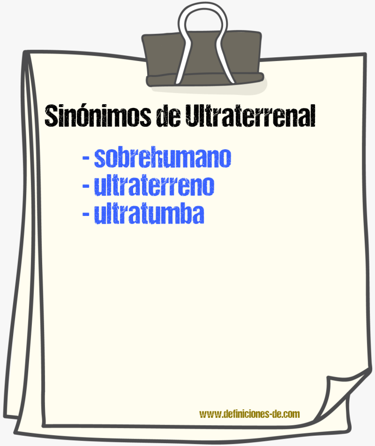 Sinnimos de ultraterrenal