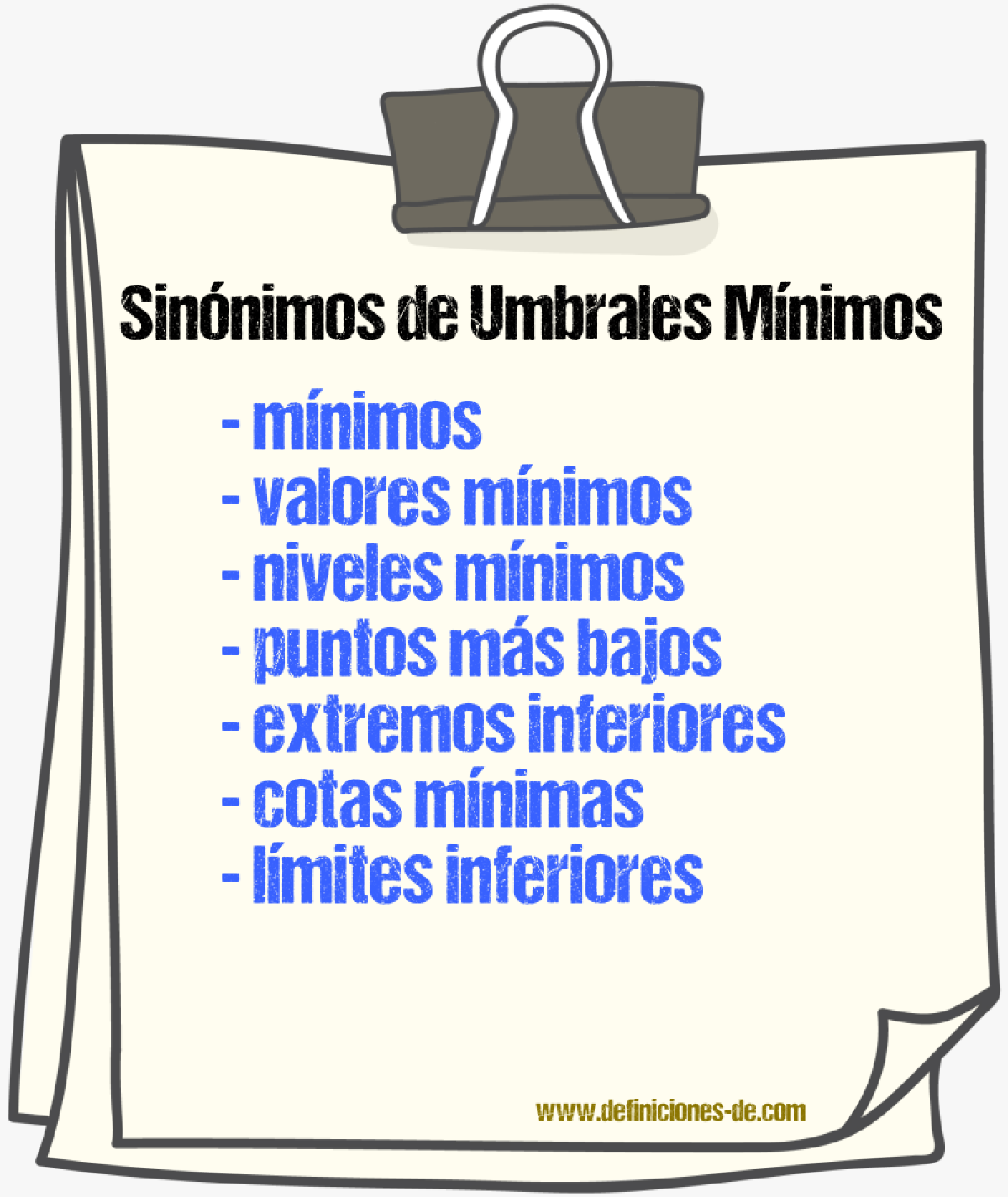 Sinónimos de umbrales mínimos