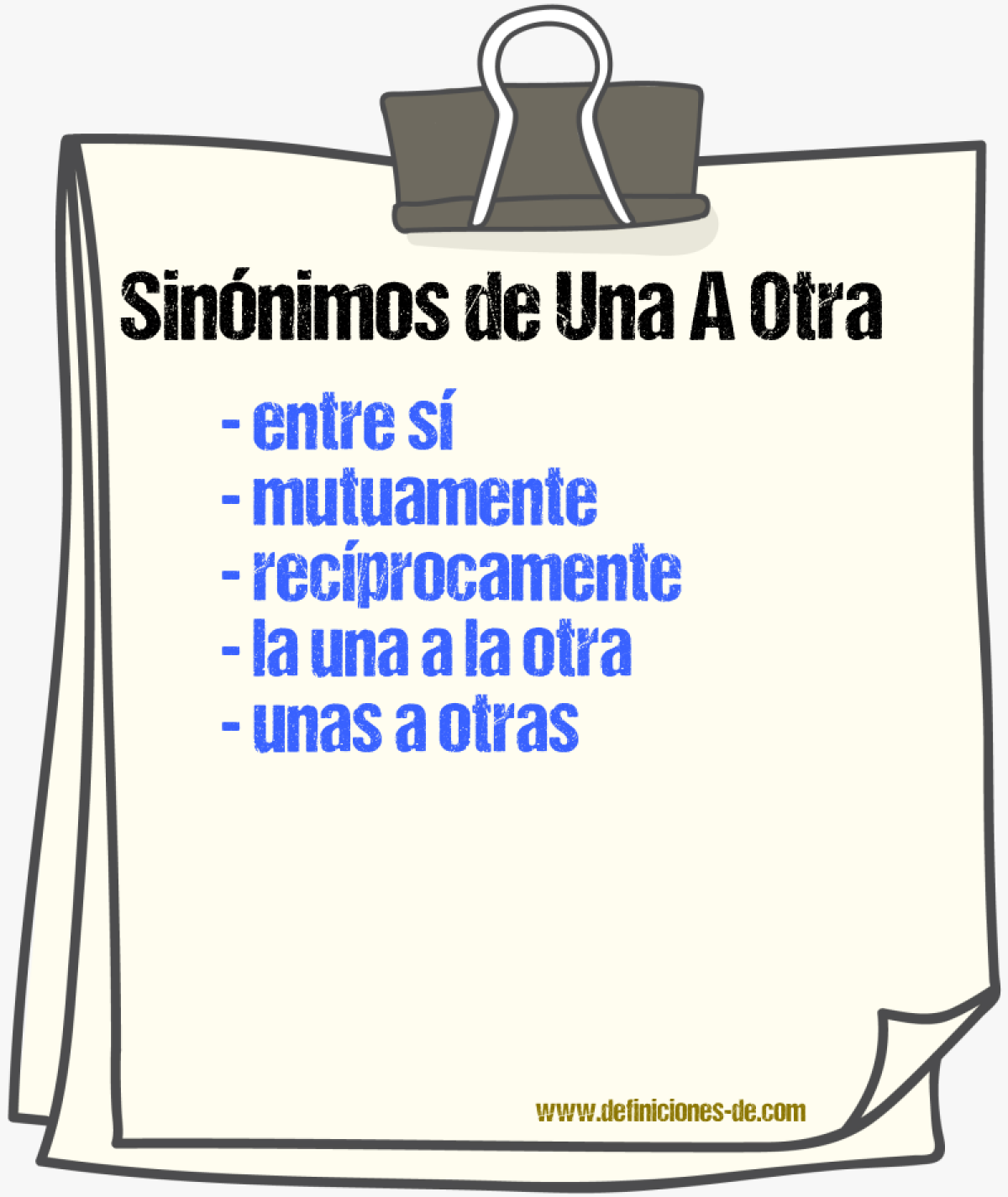 Sinónimos de una a otra