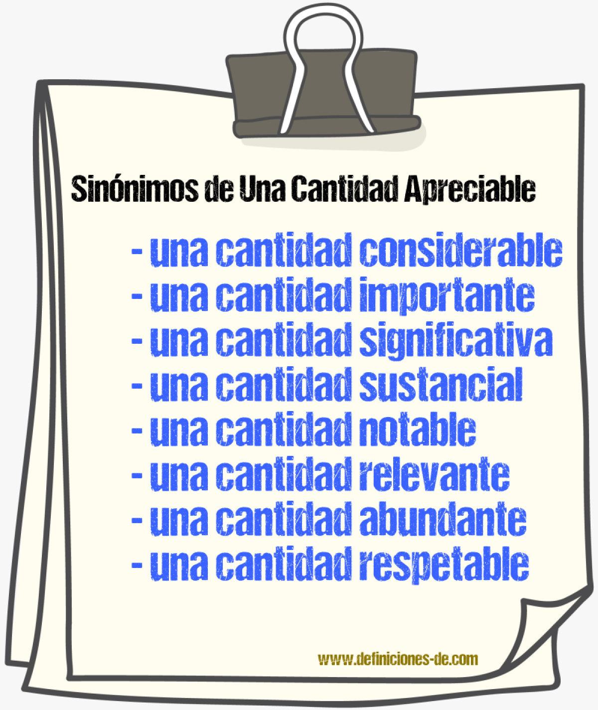 Sinónimos de una cantidad apreciable