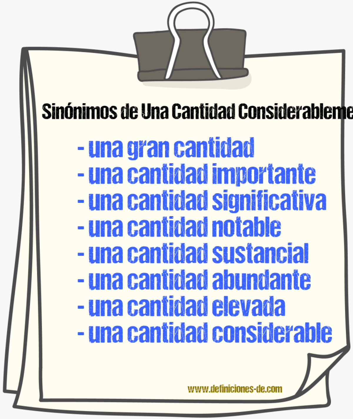 Sinónimos de una cantidad considerablemente grande
