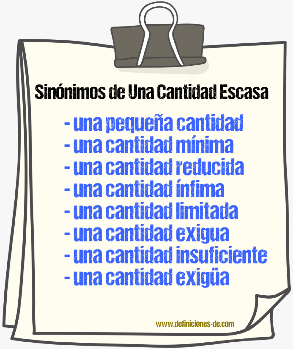 Sinónimos de una cantidad escasa