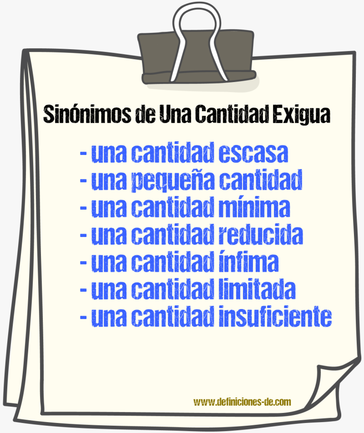 Sinónimos de una cantidad exigua