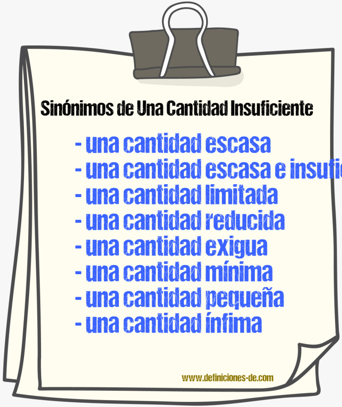 Sinónimos de una cantidad insuficiente