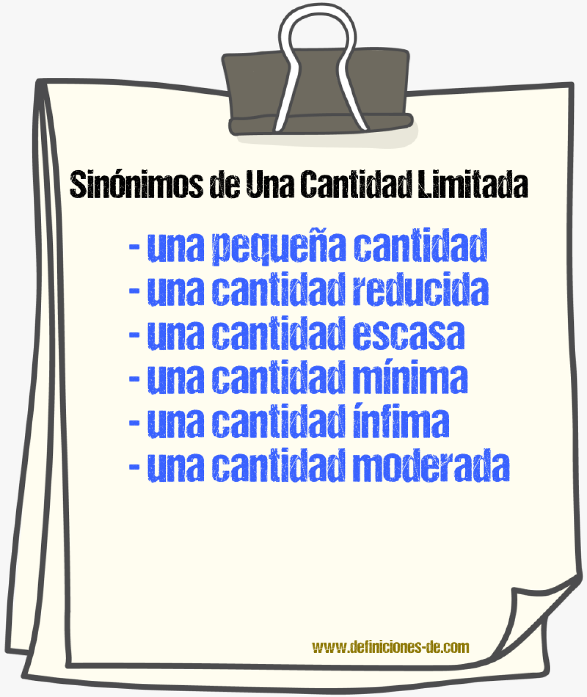 Sinónimos de una cantidad limitada