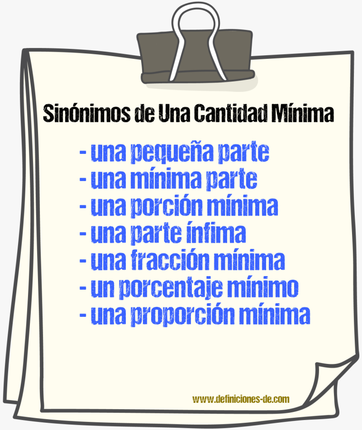 Sinónimos de una cantidad mínima