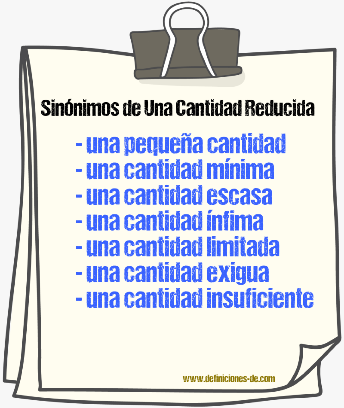 Sinónimos de una cantidad reducida
