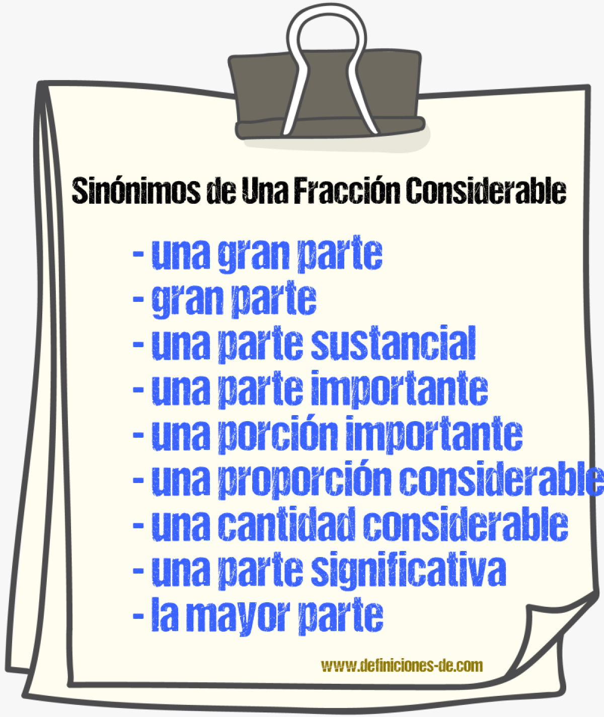 Sinónimos de una fracción considerable