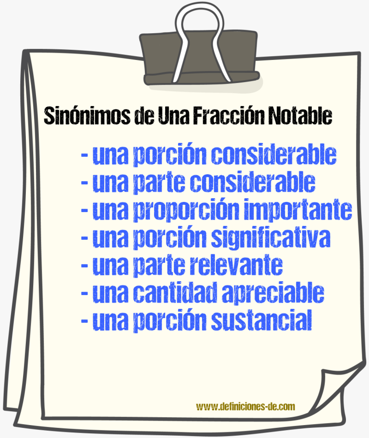 Sinónimos de una fracción notable