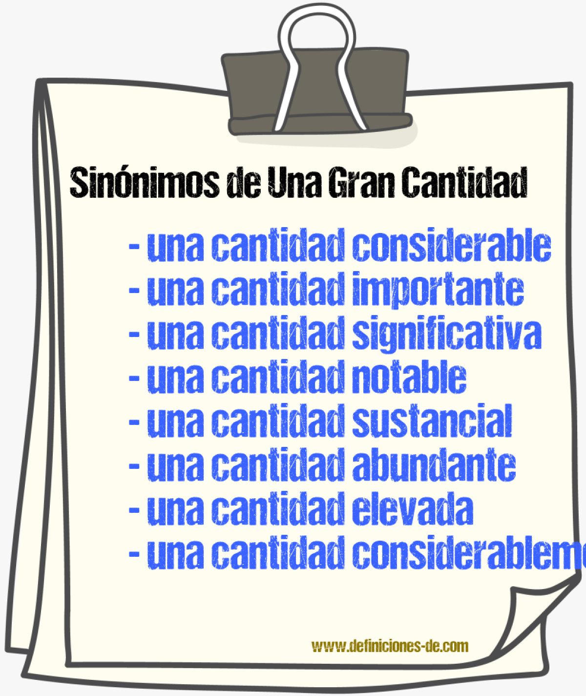 Sinónimos de una gran cantidad