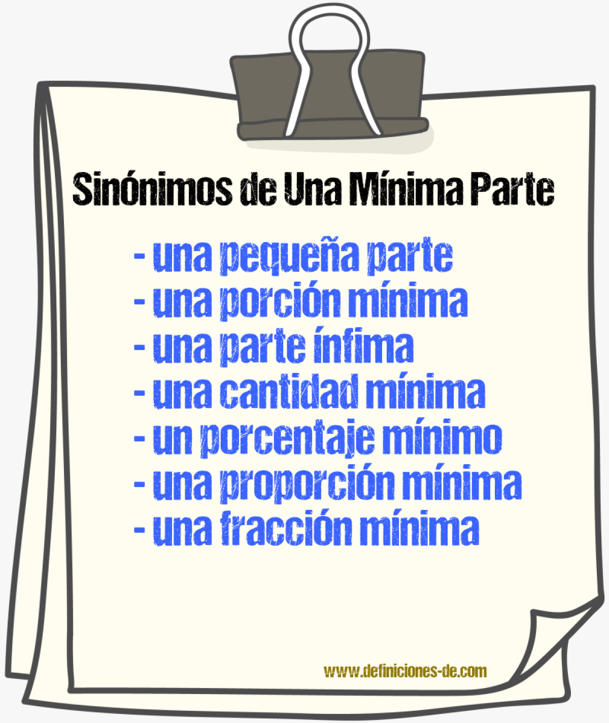 Sinónimos de una mínima parte