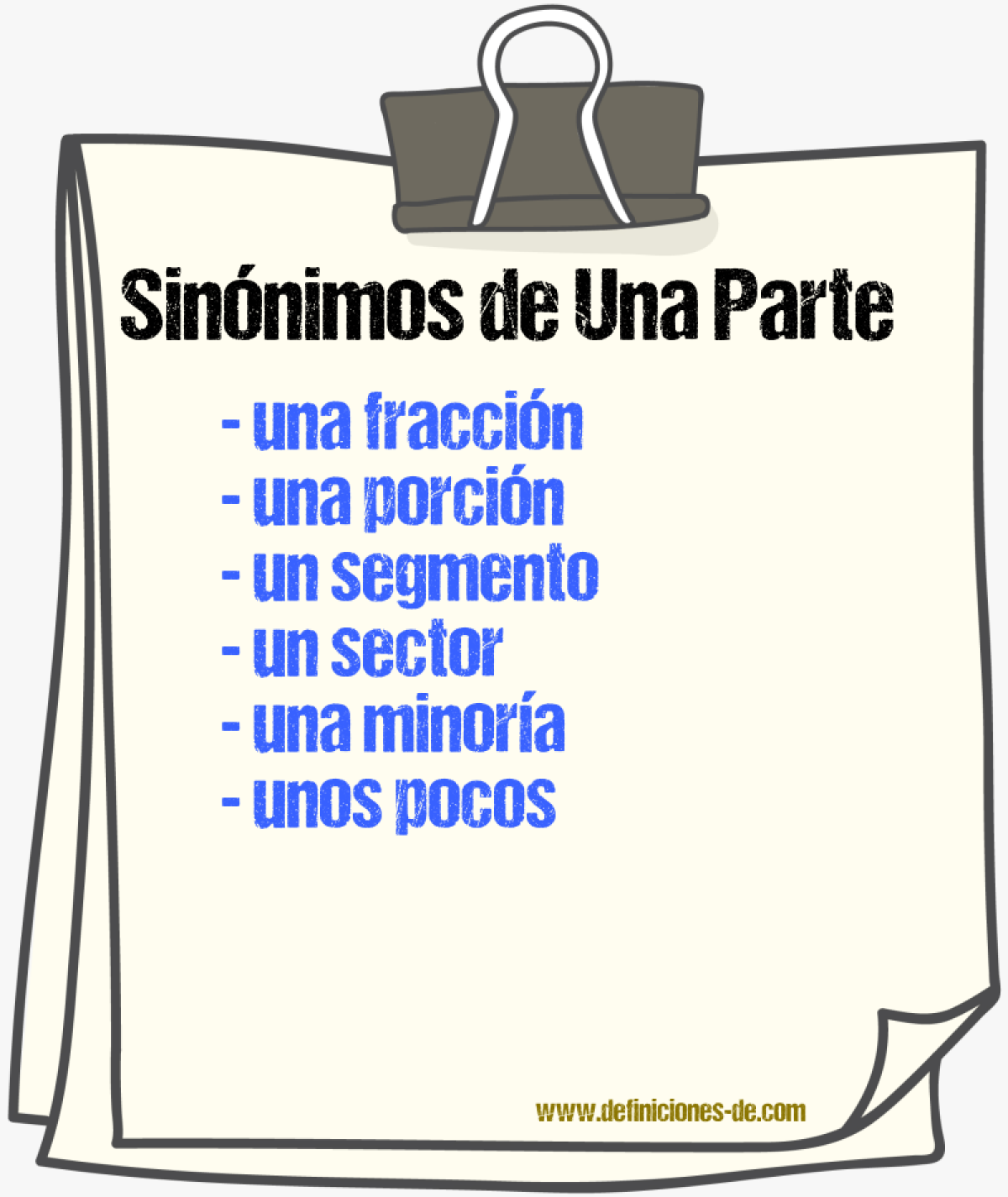 Sinónimos de una parte