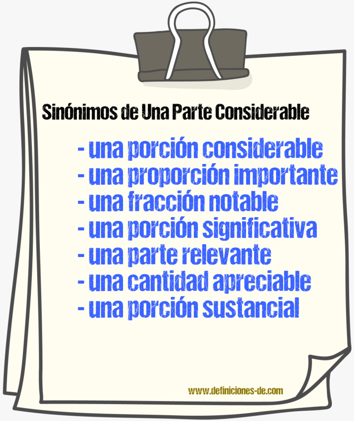 Sinónimos de una parte considerable