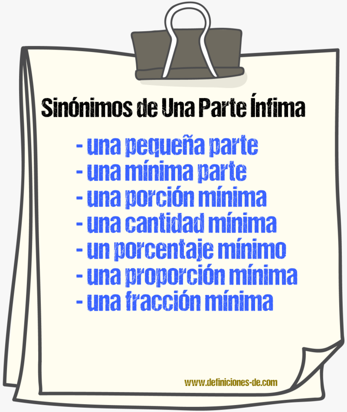 Sinónimos de una parte ínfima