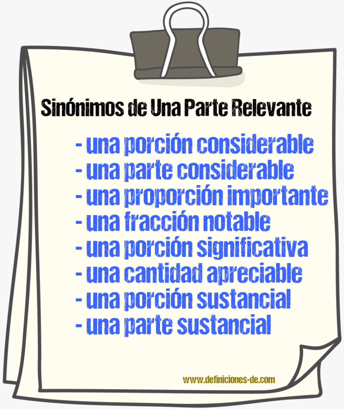 Sinónimos de una parte relevante