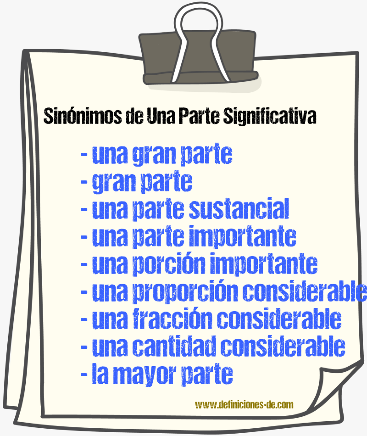 Sinónimos de una parte significativa