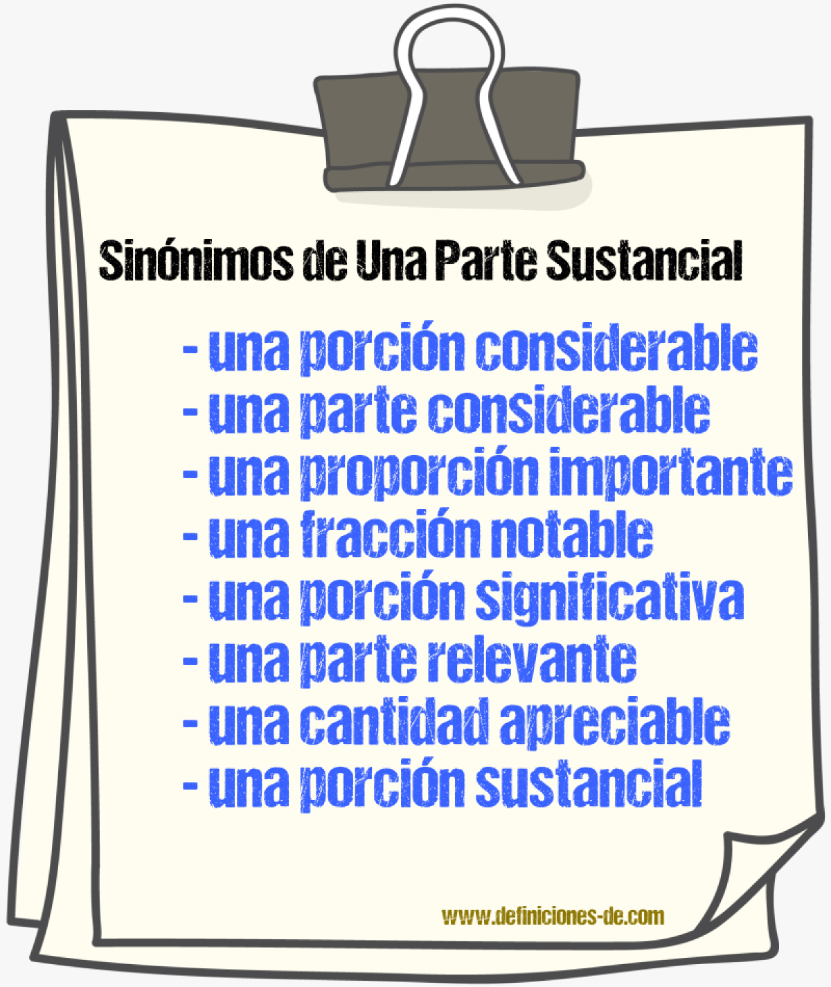 Sinónimos de una parte sustancial