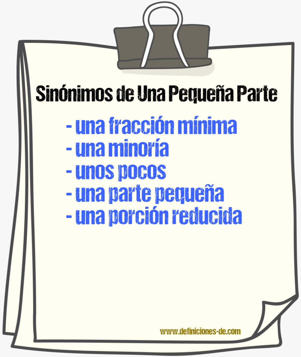 Sinónimos de una pequeña parte