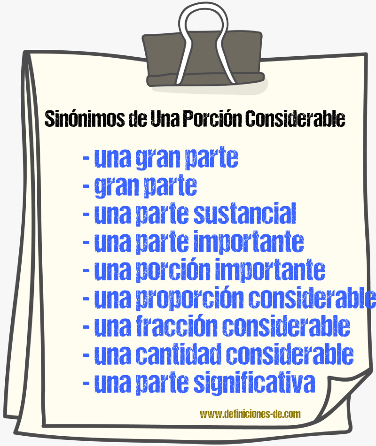 Sinónimos de una porción considerable