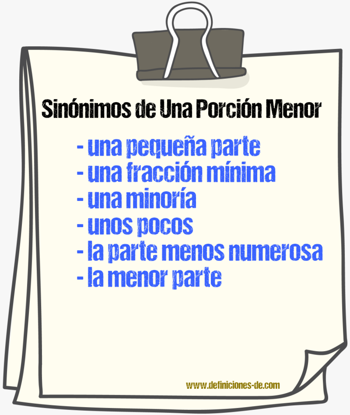 Sinónimos de una porción menor