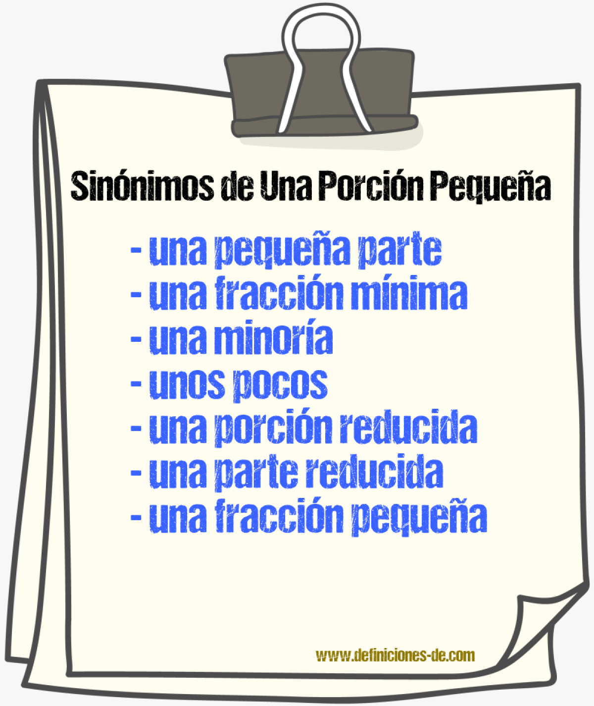 Sinónimos de una porción pequeña